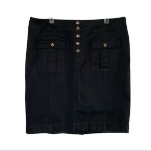 Dana Buchman Tea Length Rivet Pocket Front Black Skirt